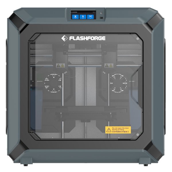 L'Imprimante 3D BEETHEFIRST+ est dotée d'un cadre gris foncé, d'une porte avant transparente avec une étiquette d'avertissement, d'un système d'extrusion double visible à l'intérieur et de boutons de commande sur le dessus.