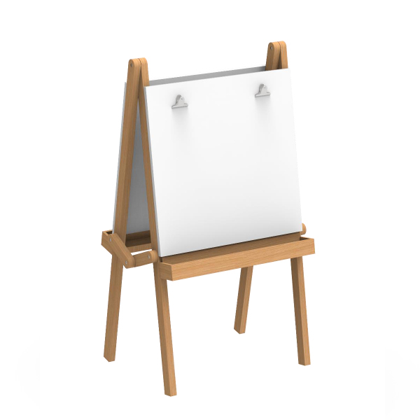 Painting easel with solid beech wood frame and ceramic plate surface.