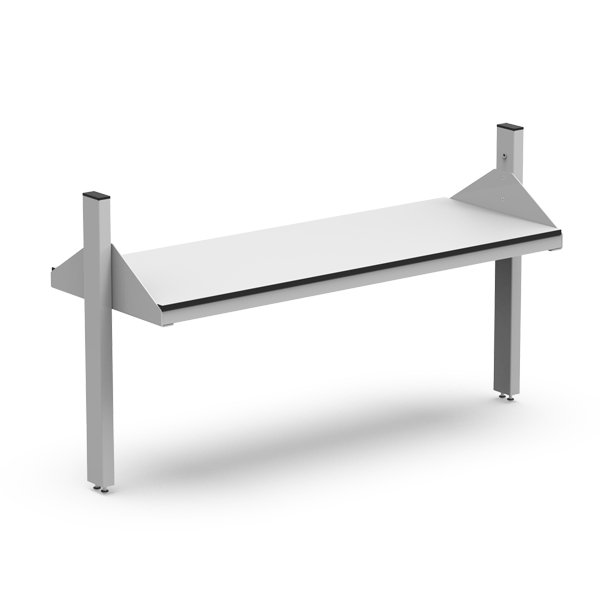 L'Élévation à 1 niveau pour le paillasse central est un banc rectangulaire minimaliste en métal avec une assise plate et des pieds robustes à chaque extrémité, présenté sur fond blanc.
