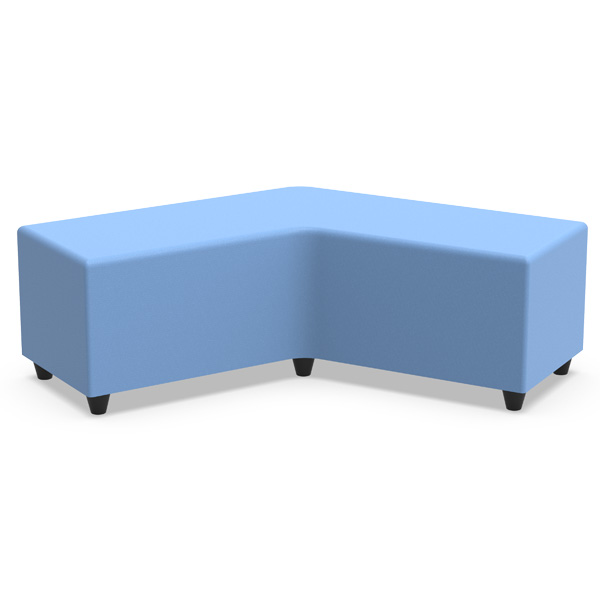 Puff Block Boomerang revestido com semi-pele ou tecido azul