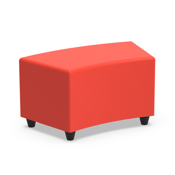 Puff Block Curvo revestido com semi-pele ou tecido vermelho