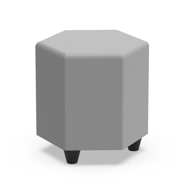 Puff Block Hexagonal revestido com semi-pele ou tecido cinzento