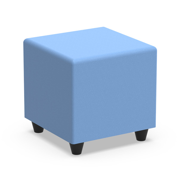 Puff Block quadrado revestido com semi-pele ou tecido azul