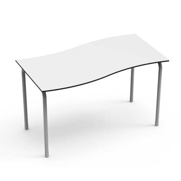Mesa de sala de aula Desk21 em formato retangular onda, com estrutura de aço para ambiente escolar