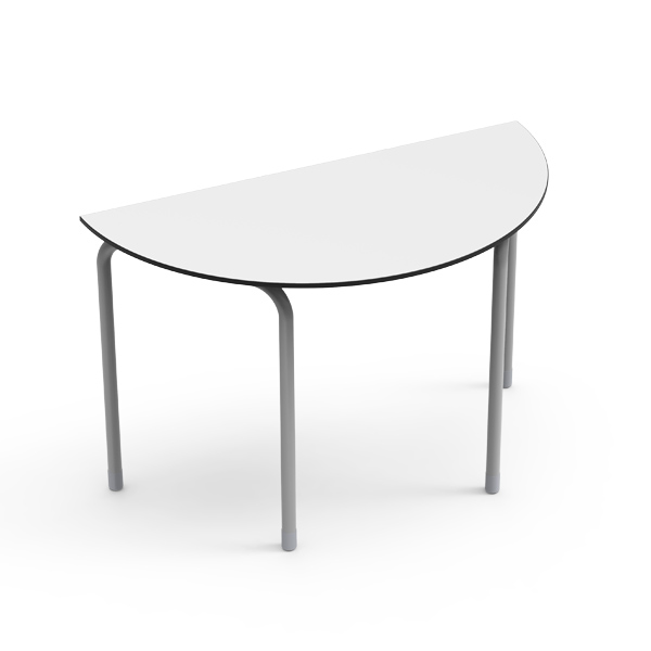Mesa de sala de aula Desk21 em formato semicircular, com estrutura de aço para ambiente escolar