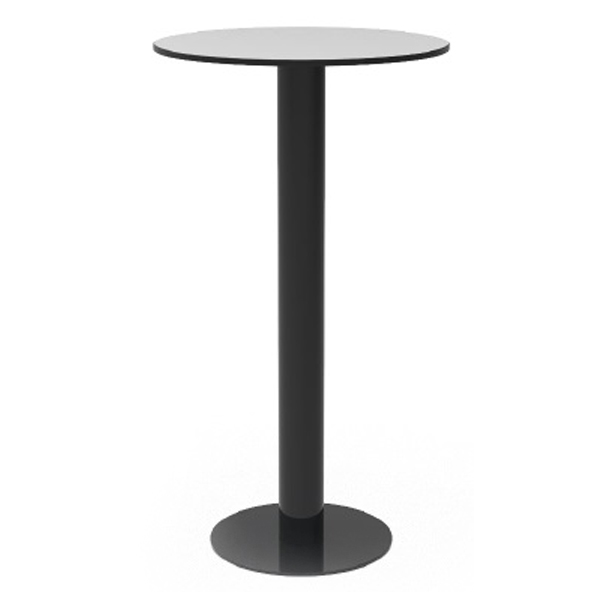La Table Bloom Haute est un grand guéridon rond noir doté d'une base cylindrique fine et d'un plateau circulaire, parfait pour une utilisation debout ou comme table de bar élégante.